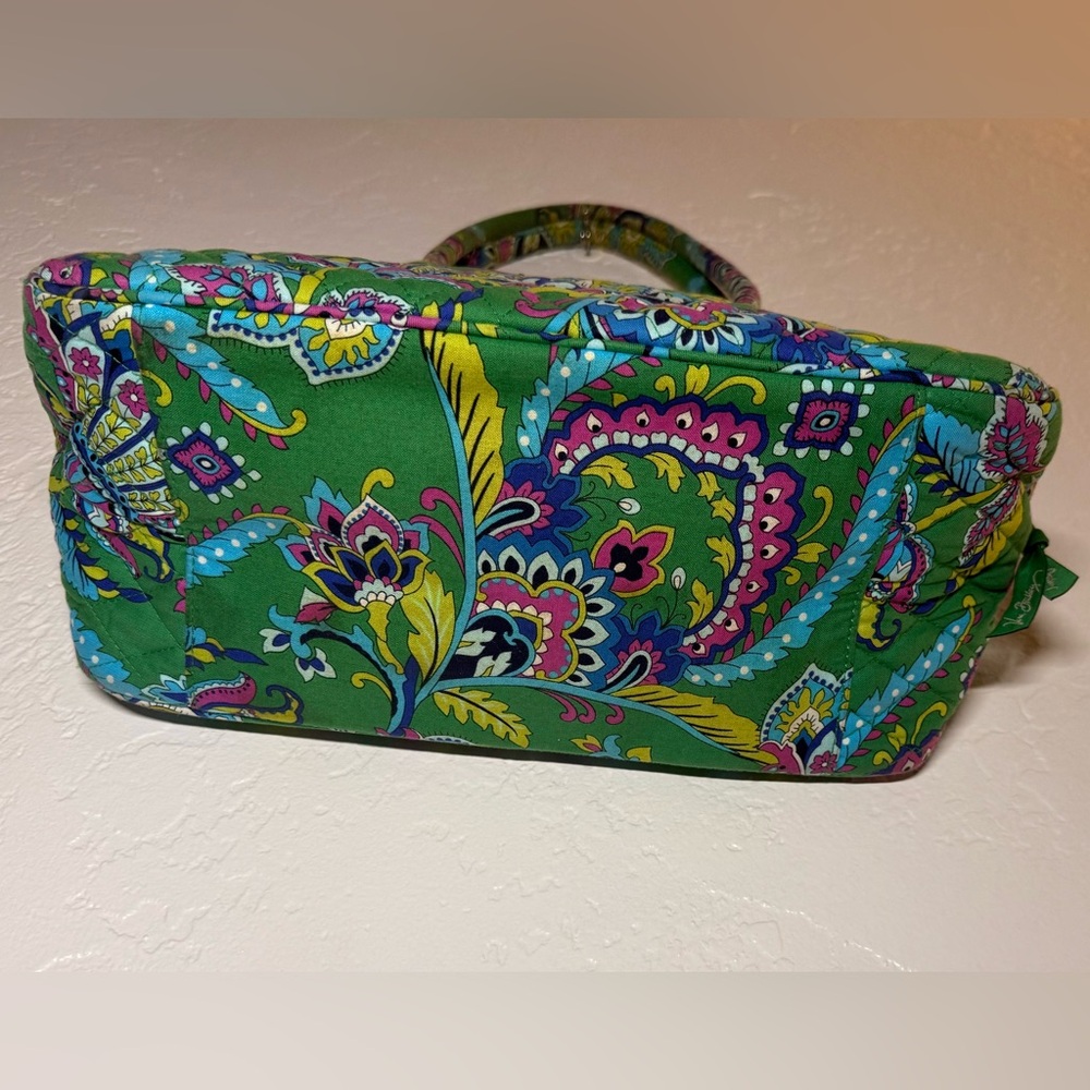 Vintage Vera Bradley Emerald Paisley Pattern Bowler Style Purse - Picture 4 of 11